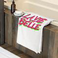 Load image into Gallery viewer, Towel White La Vie Est Belle Pink Green