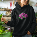 Load image into Gallery viewer, Hoodie Black Vis Tes Rêves Green Pink