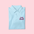 Load image into Gallery viewer, Polo Shirt Blue Coup de Foudre Pink