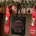 Load image into Gallery viewer, Canvas Tote Bag Black Joyeuses Fetes