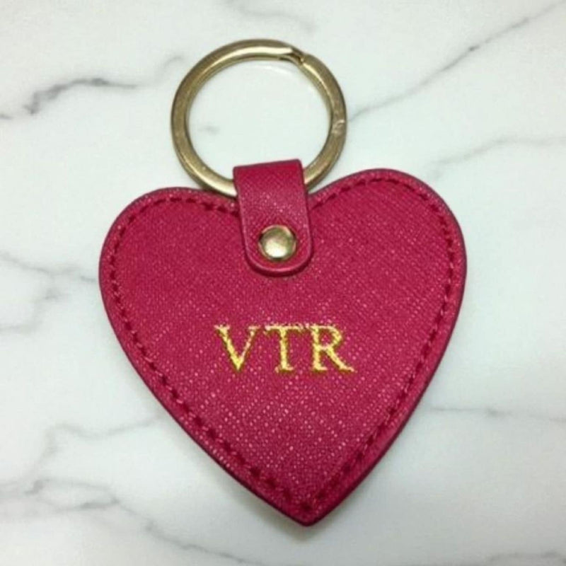 Leather Keychain Heart VTR Red