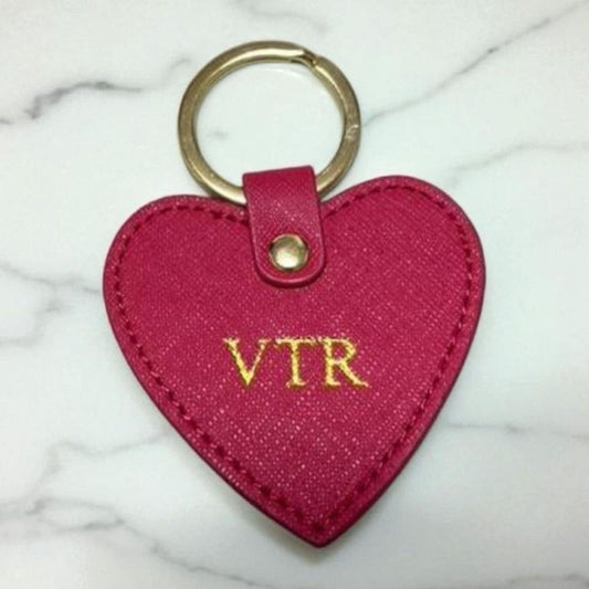 Leather Keychain Heart VTR Red