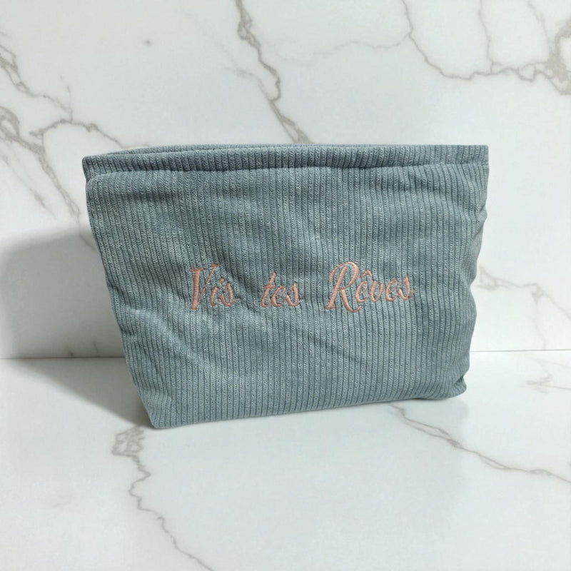 Corduroy Makeup Bag Vis Tes Rêves Blue