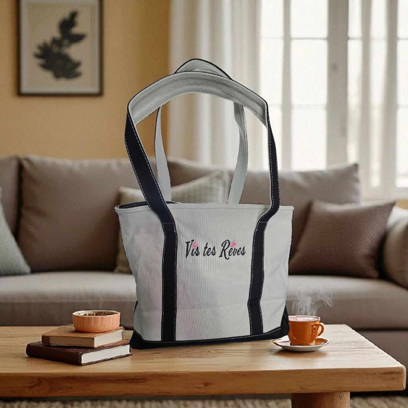 Two-toned Tote Bag Vis Tes Rêves Black White