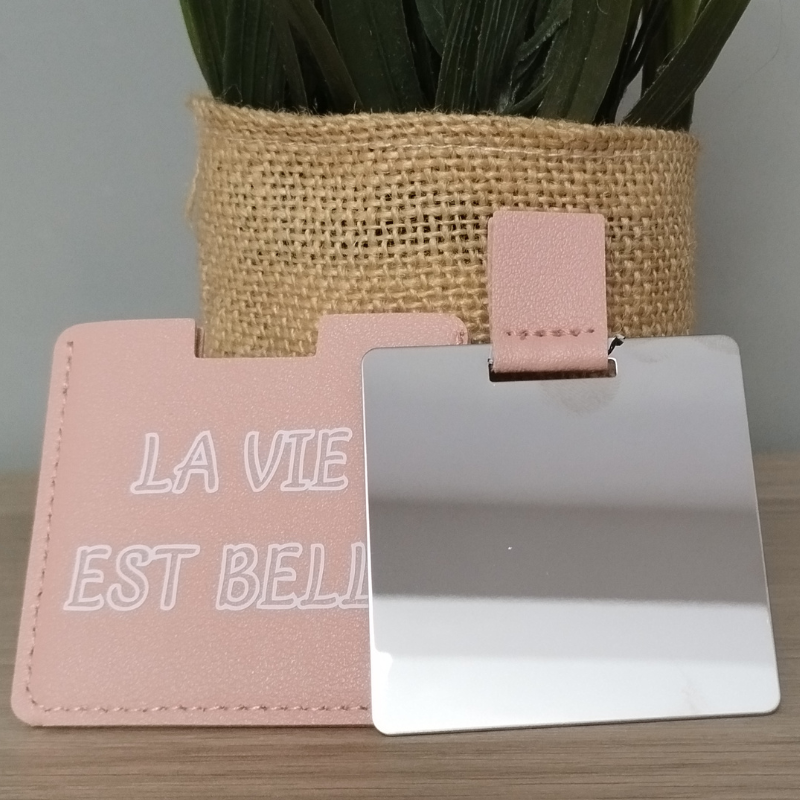 Personalized Leather Portable Mirror