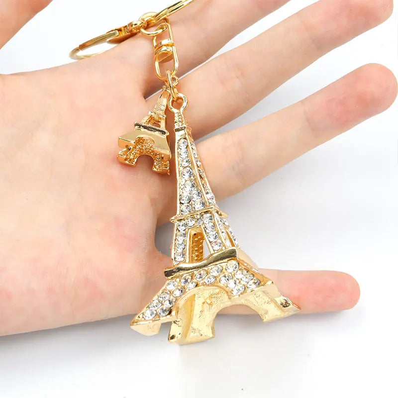 Eiffel Tower Key Ring With Rhinestone