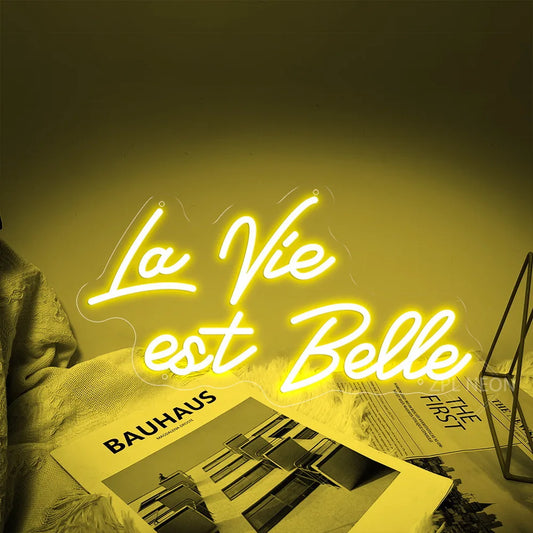 La Vie Est Belle Neon Led  yellow