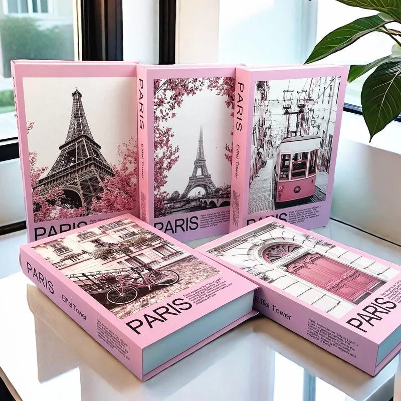 Book Storage Box Paris Pink