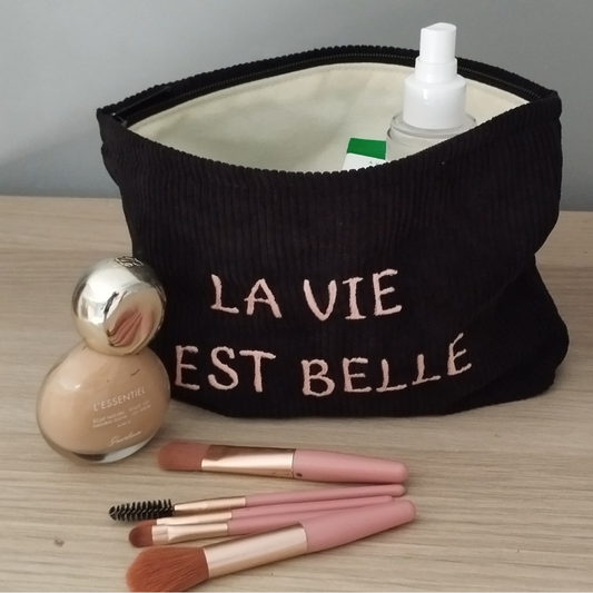 Customizable Corduroy Makeup Bag
