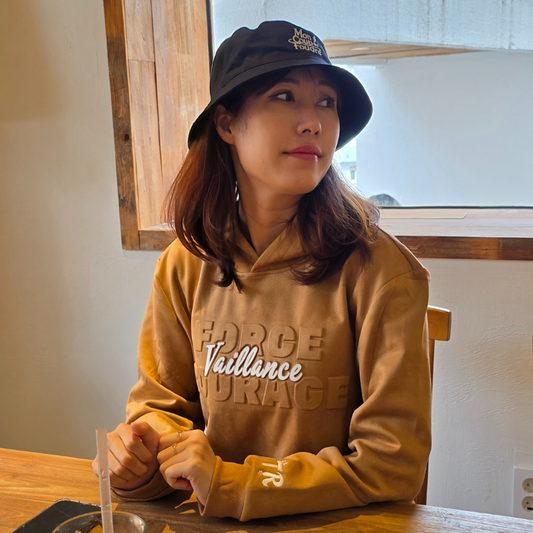 Hoodie Suede Courage Force Vaillance brown