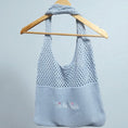 Load image into Gallery viewer, Knitted Wool Tote Bag Blue Vis Tes Rêves
