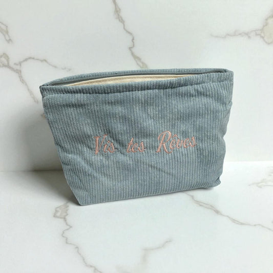 Corduroy Makeup Bag Vis Tes Rêves Blue