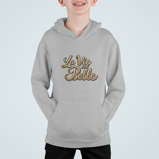 Child Hoodie Gray La Vie Est Belle Gold