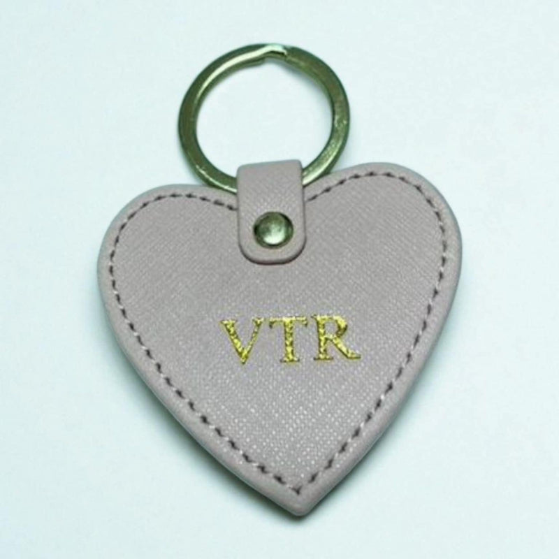 Leather Keychain Heart VTR Gray