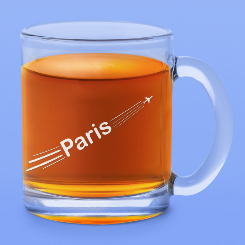 Glass Mug Paris Airplane
