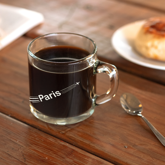 Glass Mug Paris Airplane