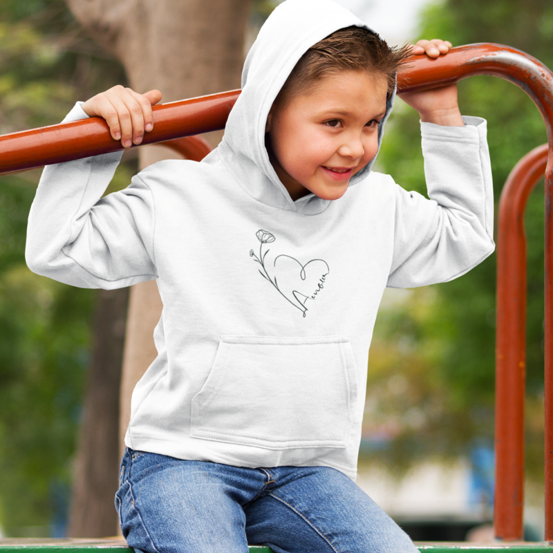 Child Hoodie White  Amour Heart