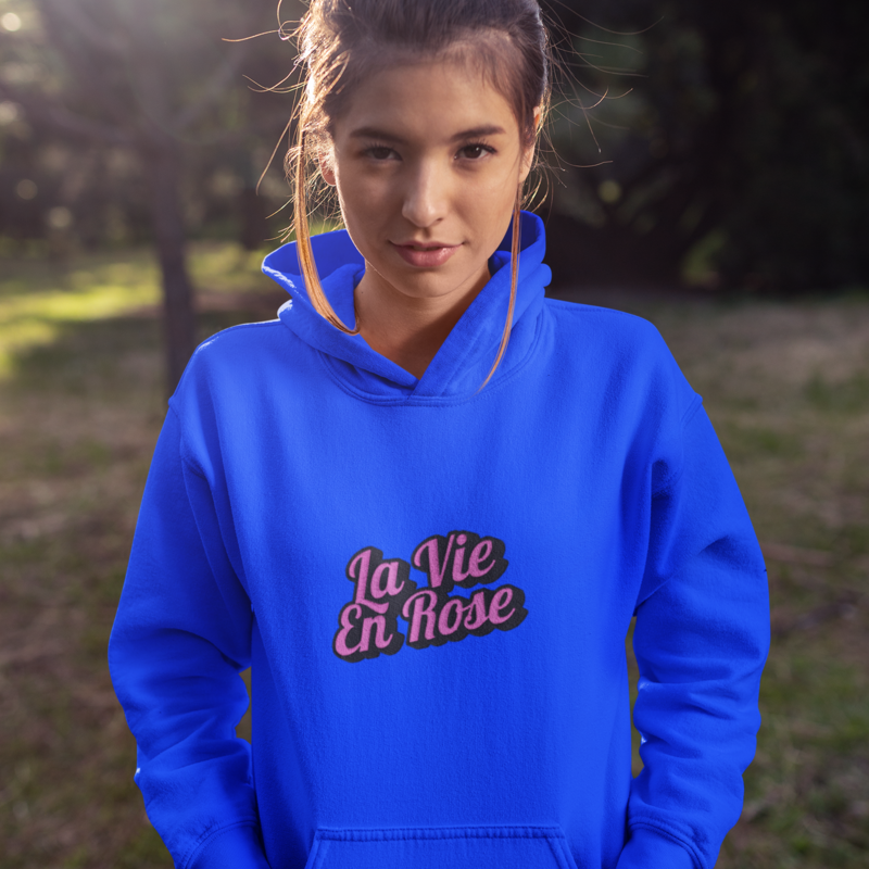 Hoodie Navy La Vie en Rose Graffiti