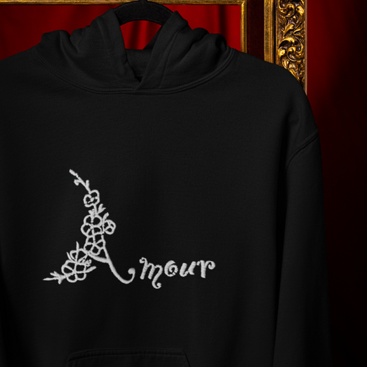 Hoodie Black Amour With Flowers