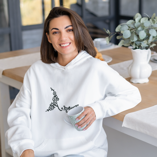 Hoodie White Amour With Flowers