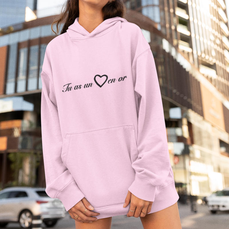 Hoodie Pink Tu as Un Coeur en Or