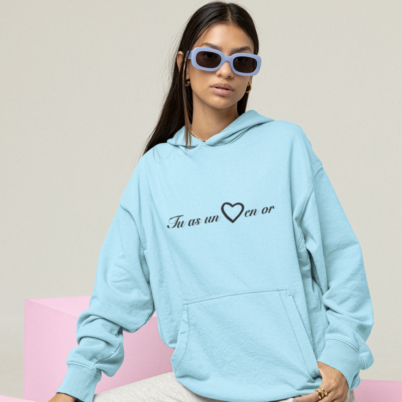 Hoodie Blue Tu as Un Coeur en Or