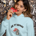 Load image into Gallery viewer, Hoodie Blue Je t'Aime Penguin
