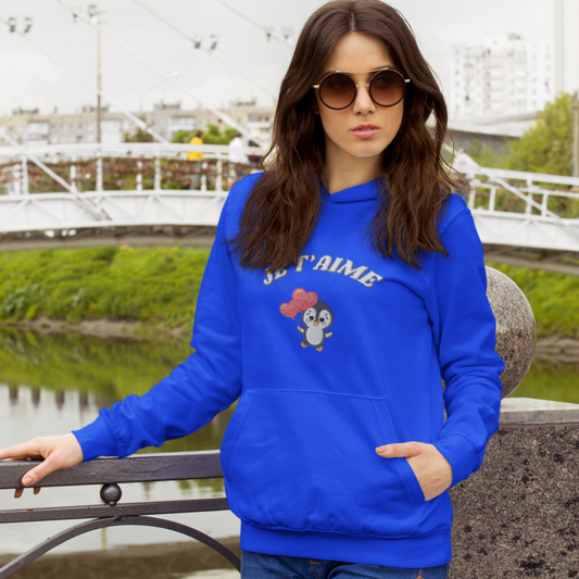 Hoodie Navy Je t'Aime Penguin