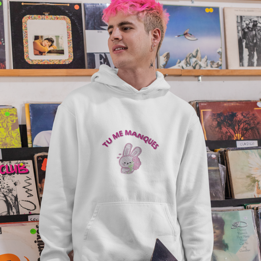 Hoodie White Tu me Manques Rabbit