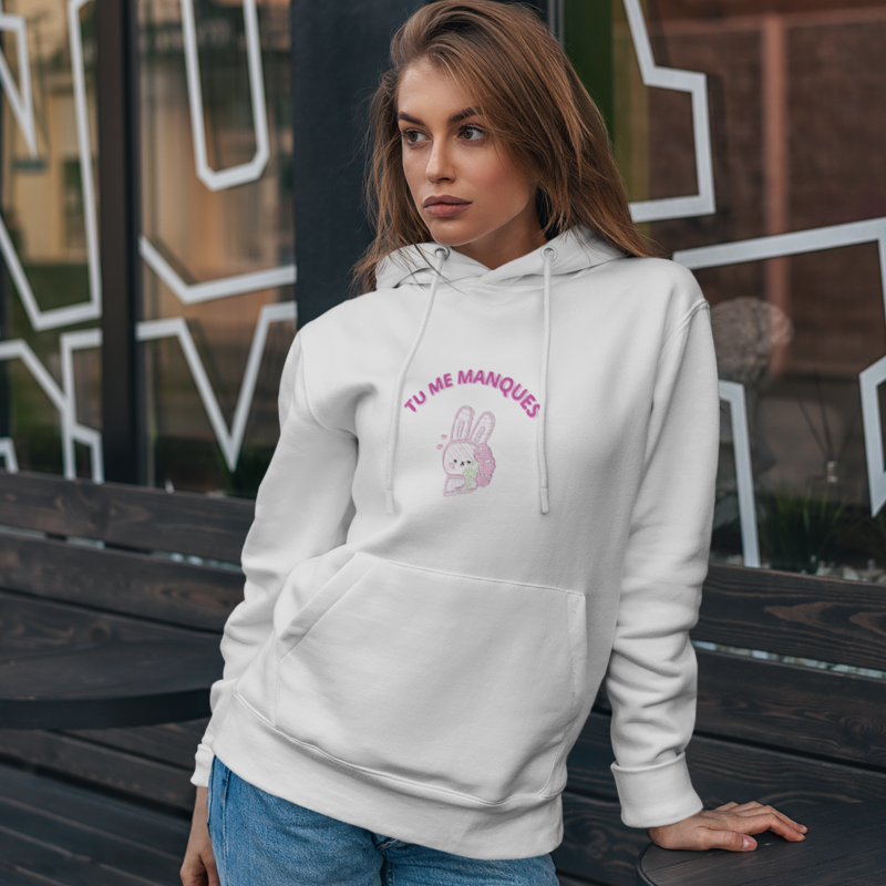 Hoodie Gray Tu me Manques Rabbit