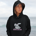 Load image into Gallery viewer, Hoodie Black Bonjour Rabbit
