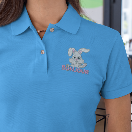 Polo Shirt Blue Bonjour Rabbit