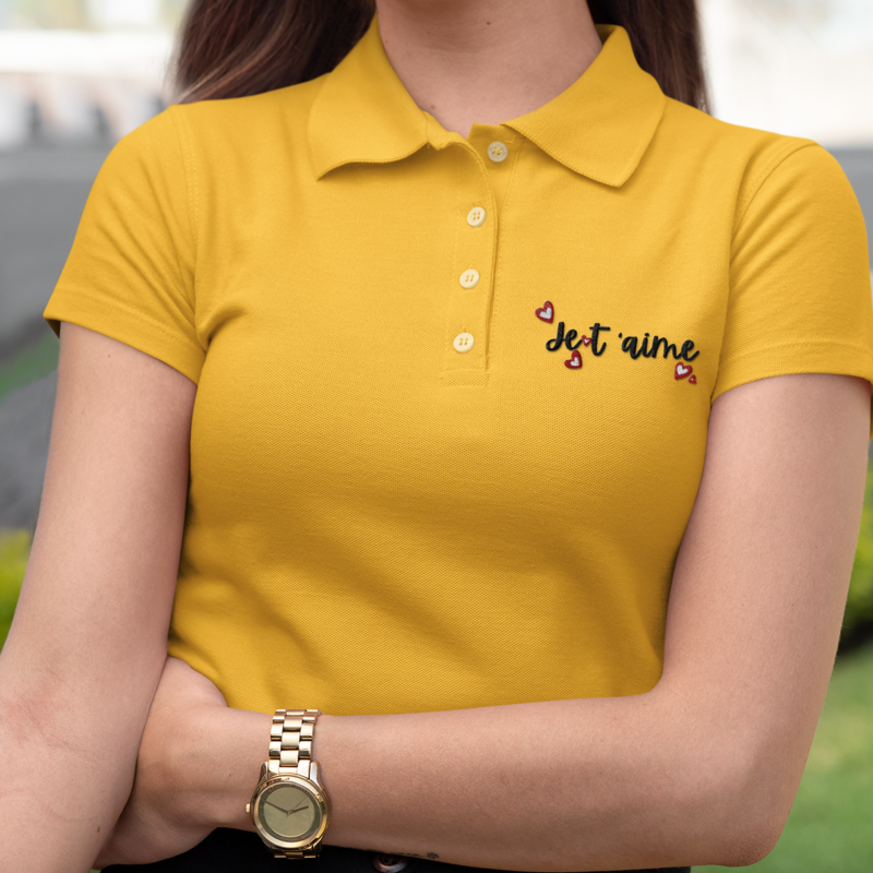 Polo Shirt Yellow Je t'Aime Hearts