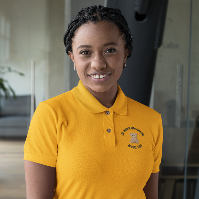 Polo Shirt Yellow Je Veux un Calin Avec Toi Teddy Bear