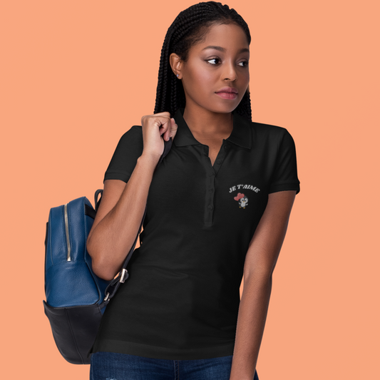 Polo Shirt Black Je t'Aime Penguin