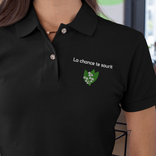 Polo Shirt Black La Chance te Sourit Muguet