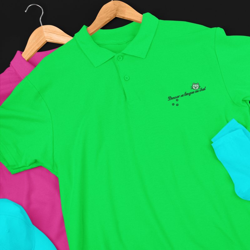 Polo Shirt Green Donner sa Langue au Chat