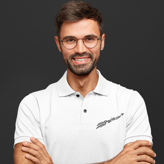 Polo Shirt White Paris Airplane
