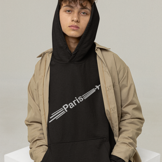 Hoodie Black Airplane Paris