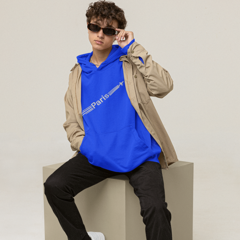Hoodie Navy Airplane Paris