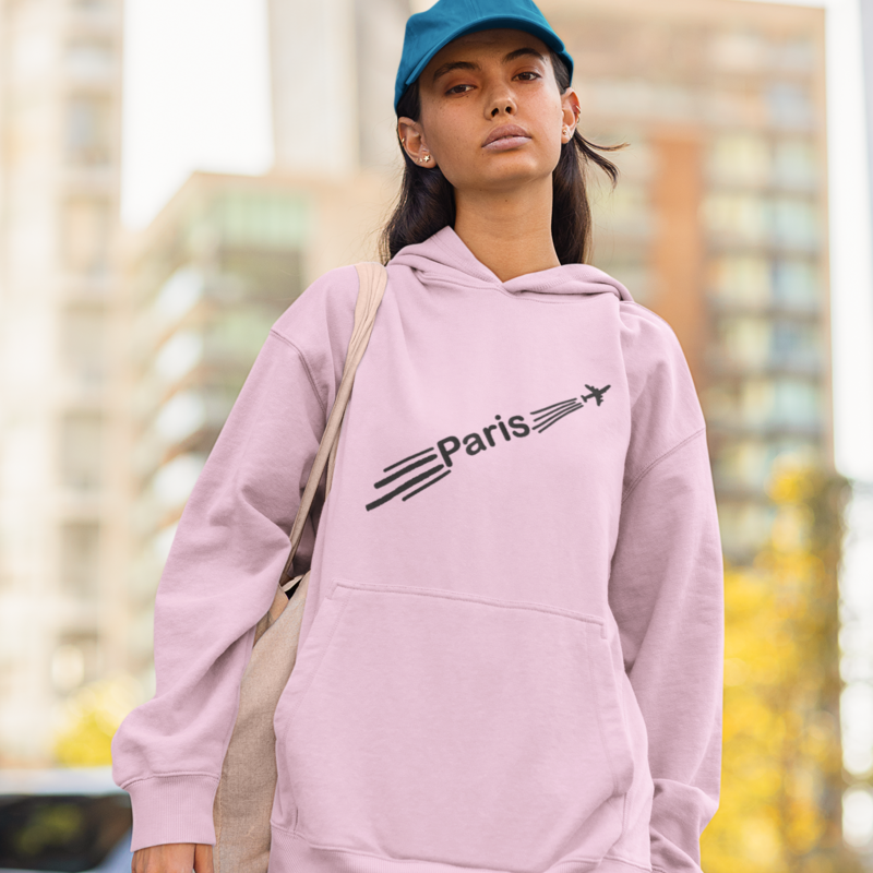 Hoodie Pink Airplane Paris