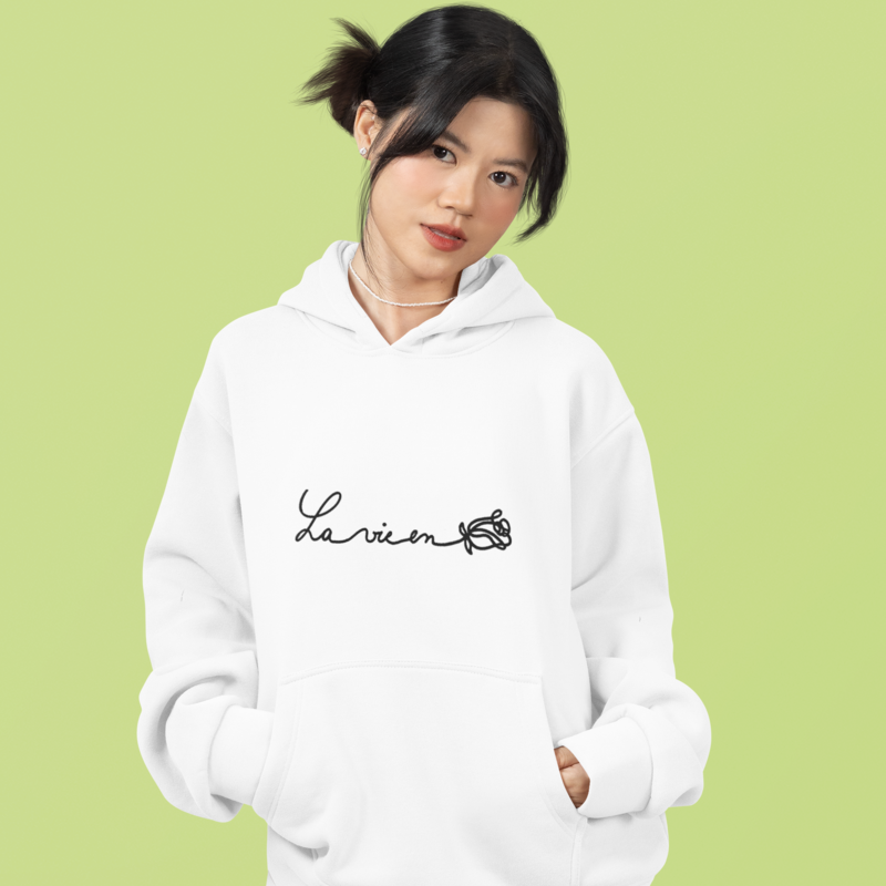Hoodie White La Vie en Rose