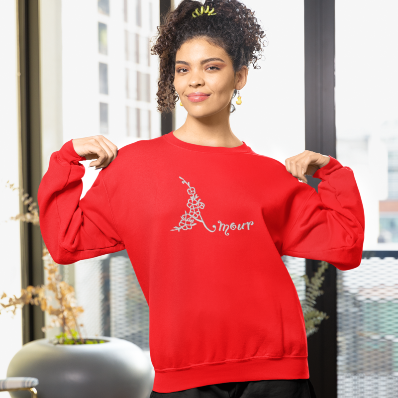 Sweater Red Amour With Flowers