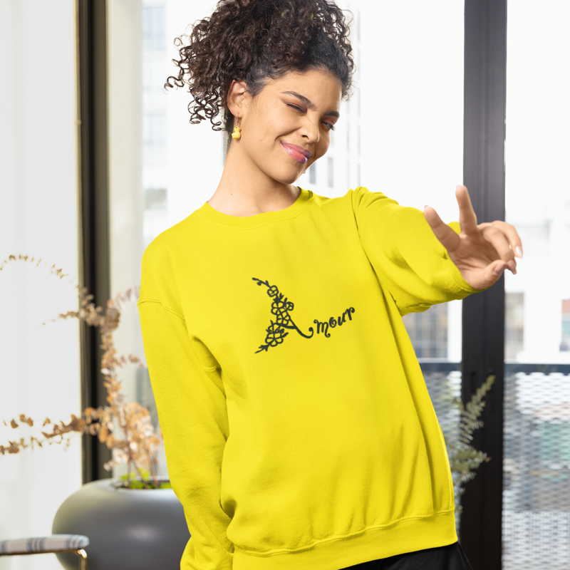 Sweater Yellow Amour With Flowers