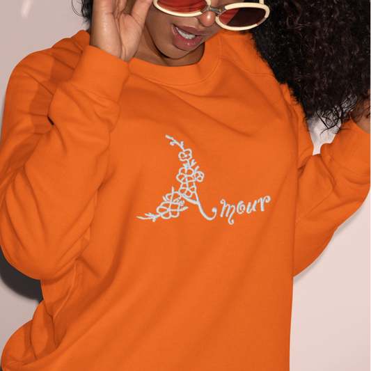 Sweater Orange Amour With Flowers