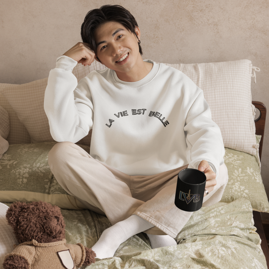 Sweater White La Vie Est Belle Round