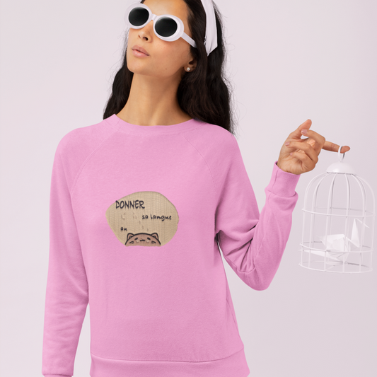 Sweater Pink Donner sa Langue au Chat Kawaii