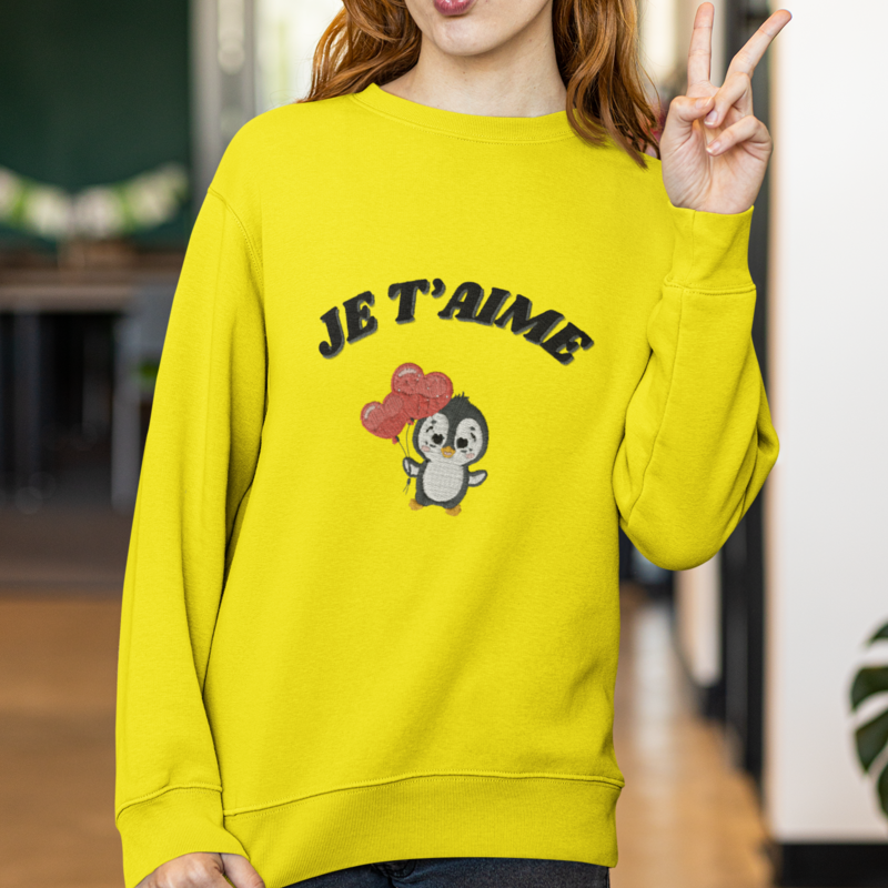 Sweater Yellow Je t'Aime Penguin