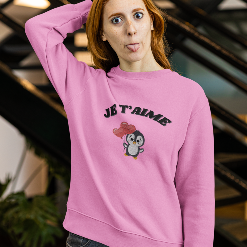 Sweater Pink Je t'Aime Penguin