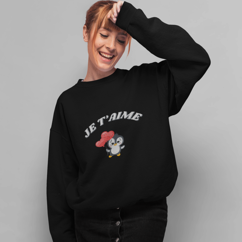 Sweater Black Je t'Aime Penguin